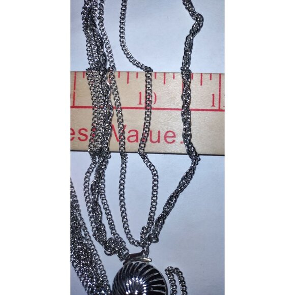 Vintage Necklace Multi Strand Silver Tone Chain 20" tassel pendant bulb - Picture 8 of 10